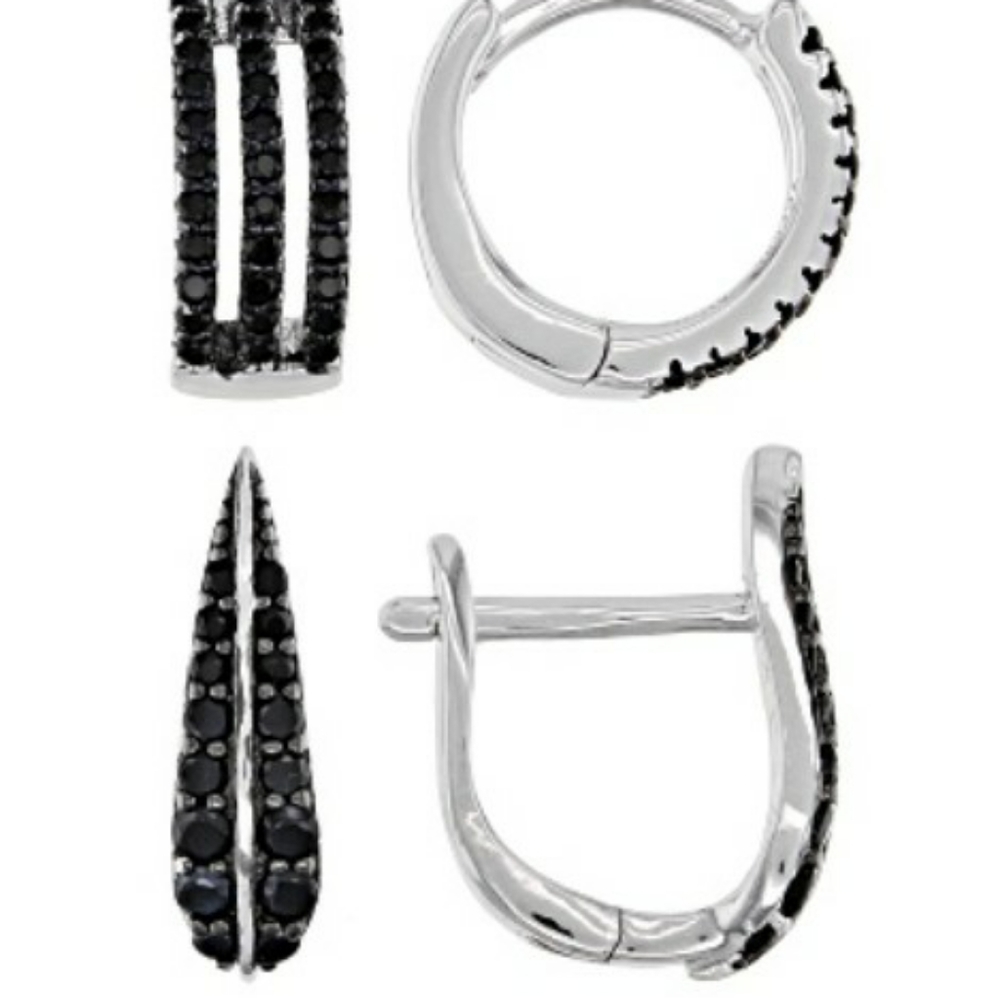 2 pair Black Spinel Earrings